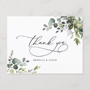 Postal Eucalyptus Greenery Boda Gracias Postcard