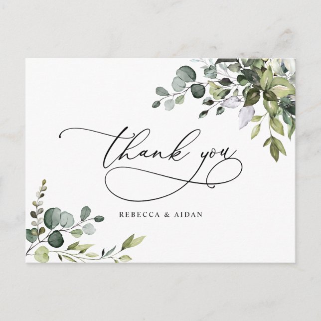 Postal Eucalyptus Greenery Boda Gracias Postcard (Anverso)