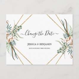 Postal Eucalyptus Greenery Boho Script Cambiar la fecha