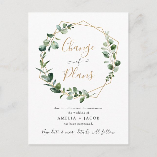 Postal Eucalyptus Greenery Cambio geométrico de Planes (Anverso)