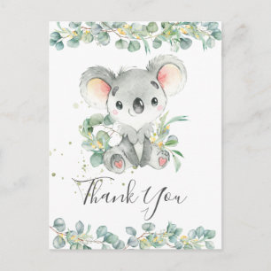 Postal Eucalyptus Greenery Cute Koala Cumpleaños Gracias