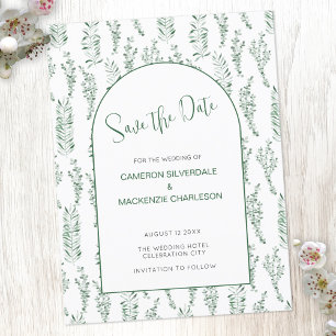 Postal Eucalyptus Greenery Elegant Save the Date Boda