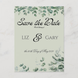Postal Eucalyptus Greenery Elegant Wedding Save the Date