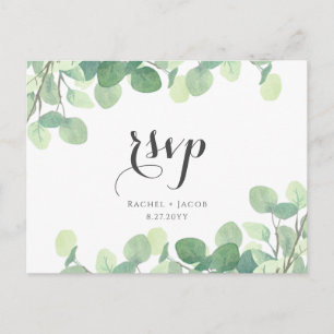 Postal Eucalyptus Greenery Modern Script Wedding RSVP
