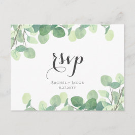 Postal Eucalyptus Greenery Modern Script Wedding RSVP