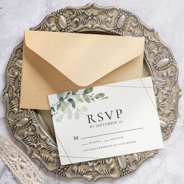 Postal Eucalyptus Greenery Wedding RSVP (Subido por el creador)