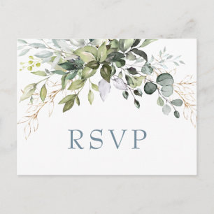 Postal Eucalyptus Greenery Wedding RSVP con elección de c