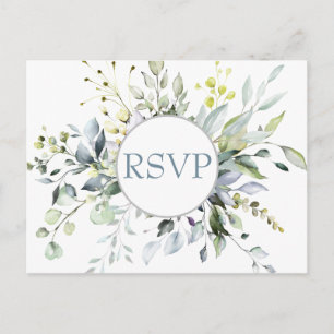 Postal Eucalyptus Greenery Wedding RSVP con elección de c