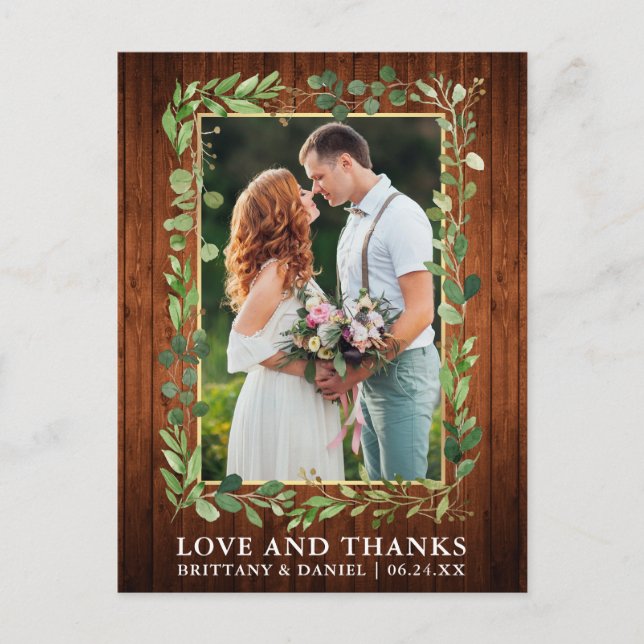 Postal Eucalyptus Madera Oro Amor y Gracias (Anverso)