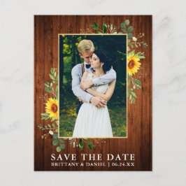 Postal Eucalyptus Sunflower Wood Save The Date