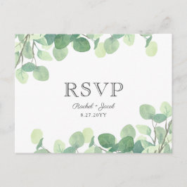 Postal Eucalyptus Watercolor Greenery Wedding RSVP