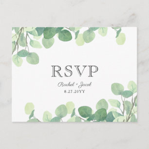 Postal Eucalyptus Watercolor Greenery Wedding RSVP