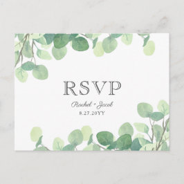 Postal Eucalyptus Watercolor Greenery Wedding RSVP