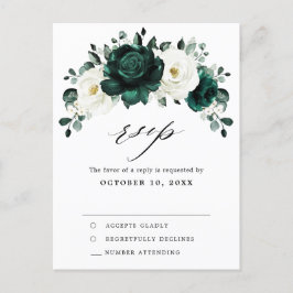 Postal Eucalyptus White Rose Floral RSVP