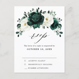 Postal Eucalyptus White Rose Floral RSVP