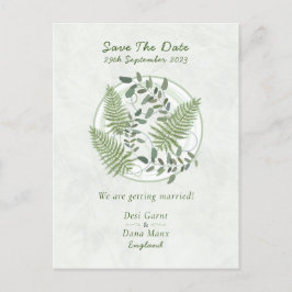 Postal Eucalyptus y Fern Rings, Save the Date Boda