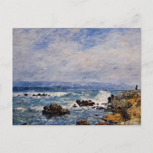 Postal Eugene Boudin: Antibes, el punto del islote (Anverso)
