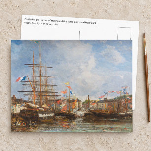 Postal Eugene Boudin - Festival en el puerto de Honfleur