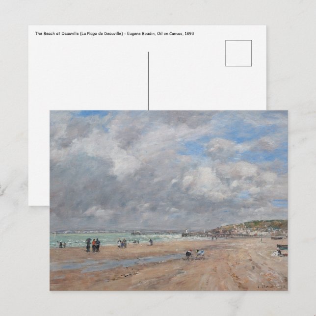 Postal Eugene Boudin - La playa de Deauville (Anverso / Reverso)
