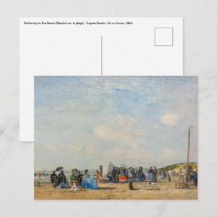 Postal Eugene Boudin - Reunión en la playa