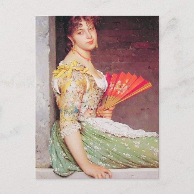 Postal Eugene de Blaas- Daydreaming (Anverso)