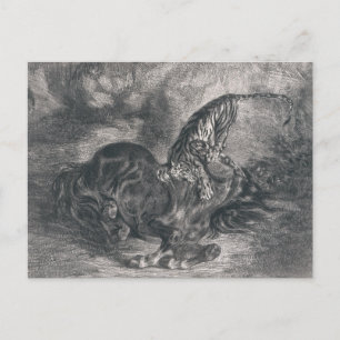 Postal Eugene Delacroix - Caballo salvaje rechazado por u