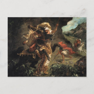Postal Eugene Delacroix- Caza de tigres