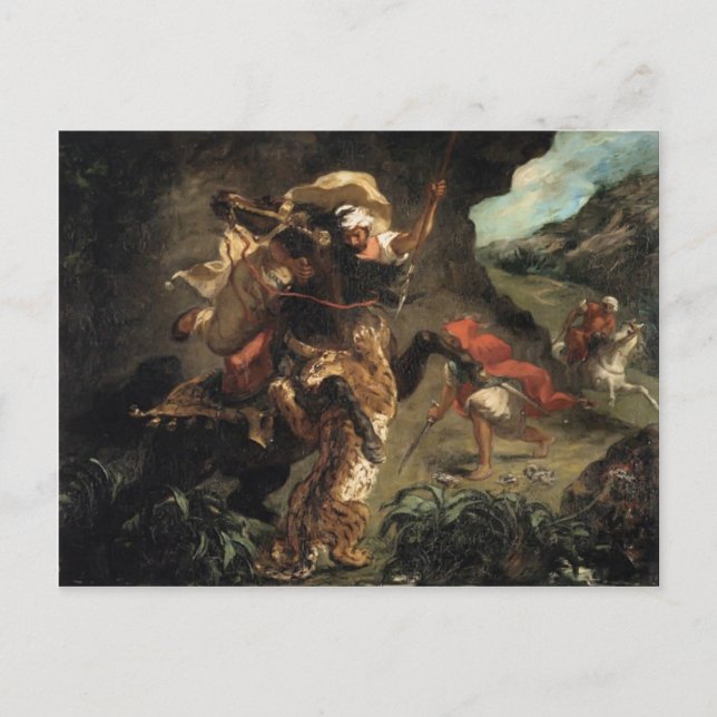 Postal Eugene Delacroix- Caza de tigres (Anverso)