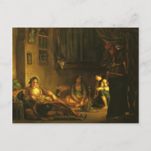 Postal Eugene Delacroix- Mujeres de Argel en departamento