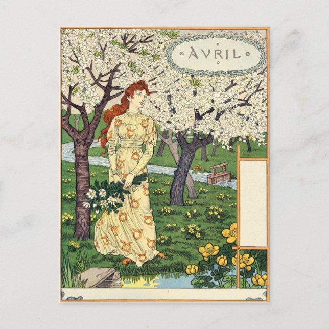 Postal Eugène Grasset avril (Anverso)