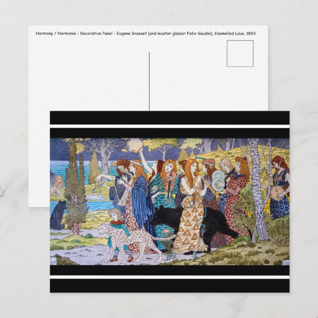 Postal Eugene Grasset - Panel Decorativo Armonía (Anverso / Reverso)