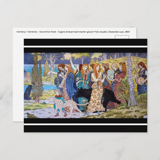 Postal Eugene Grasset - Panel decorativo de armonía (Anverso / Reverso)