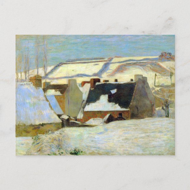 Postal Eugène Henri Paul Gauguin - Aldea bretona en la ni (Anverso)
