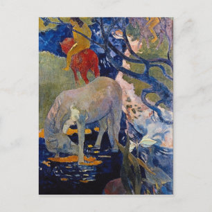 Postal Eugène Henri Paul Gauguin - El caballo blanco