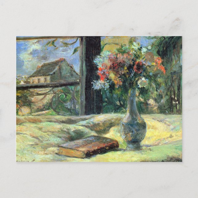 Postal Eugène Henri Paul Gauguin - Flor en la ventana (Anverso)