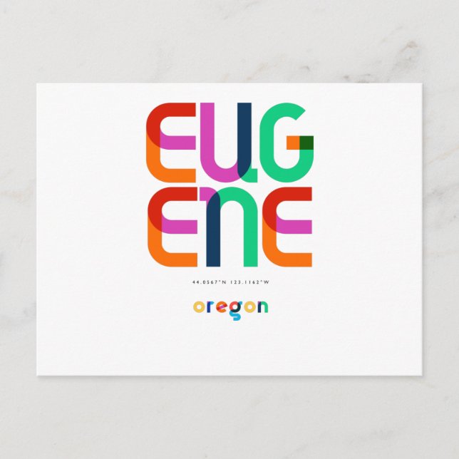 Postal Eugene Oregon Mid Century, Pop Art, (Anverso)
