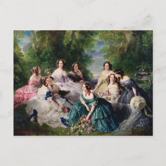 Postal Eugenie rodeada por sus damas de espera (Anverso)