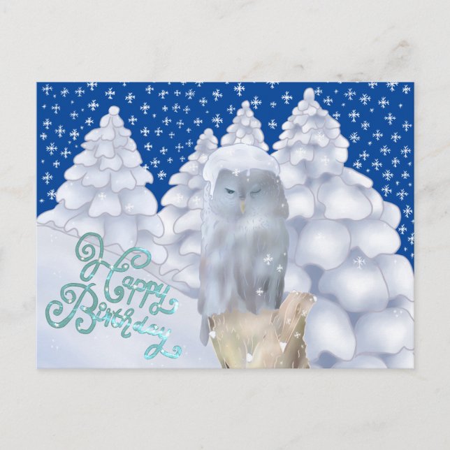 Postal Eule im Schnee (Anverso)