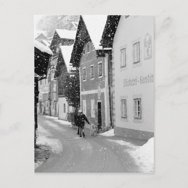 Postal Europa, Austria, Hallstat. Calle nevada (Anverso)