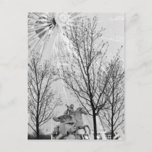 Postal Europa, Francia, París. Estatua y noria,