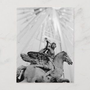 Postal Europa, Francia, París. Estatua y noria, 2