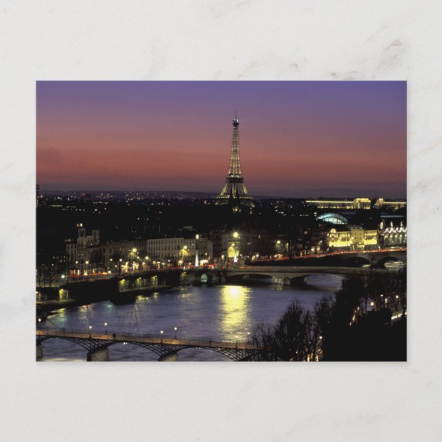Postal Europa, Francia, París, Vista al atardecer de la T (Anverso)