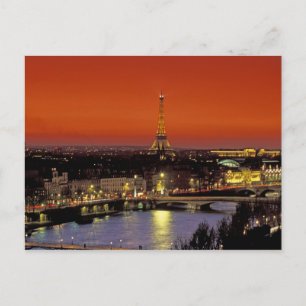 Postal Europa, Francia, París. Vista al atardecer de la T