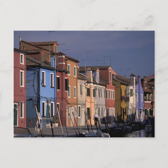 Postal Europa, Italia, Venecia. Casas multicolores (Anverso)