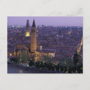 Postal Europa, Italia, Verona, Vista desde el Castel S.