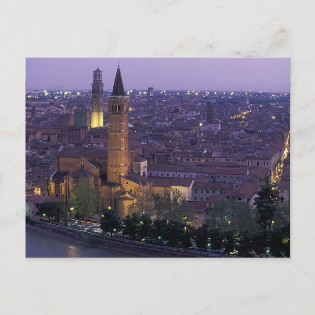 Postal Europa, Italia, Verona, Vista desde el Castel S. (Anverso)