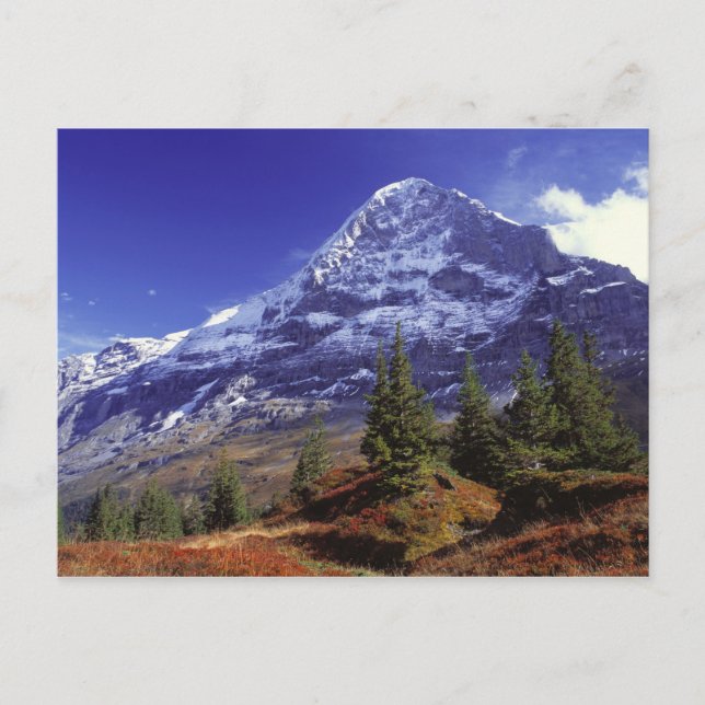 Postal Europa, Suiza, Eiger. Colores otoñales abundan (Anverso)