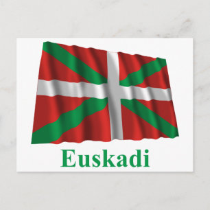 Postal Euskadi (País Vasco) ondeando una bandera con su n