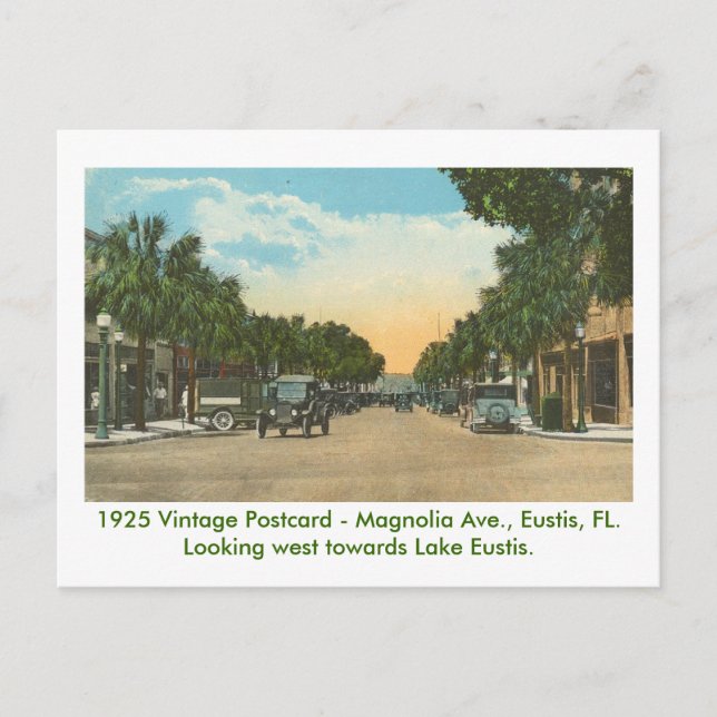 Postal Eustis, FL - Magnolia Ave - 1925 (Anverso)