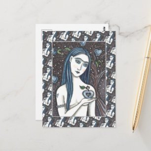POSTAL EVA GÓTICA, LADO OSCURO DEL EDÉN, MANZANA Y SERPIE
